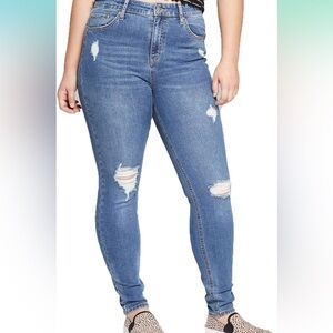 NWT Wild Fable Highest Rise Skinny Blue Wash Distressed Size 14/32